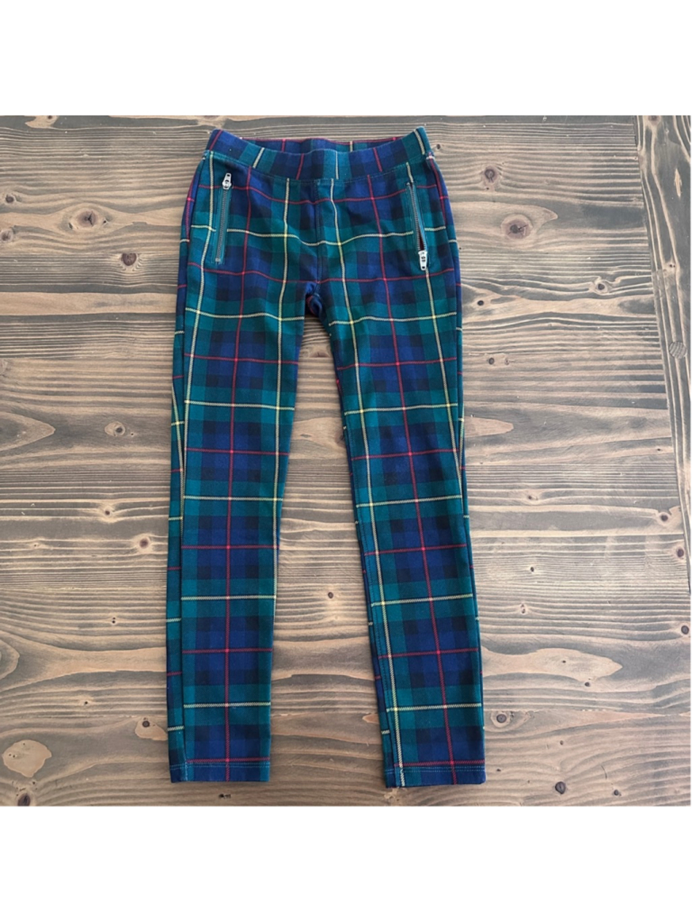 The Children’s Place Plaid Leggings Girls 6X Blue Green Preppy Fall